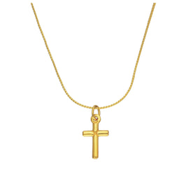 Petit collier croix en argent sterling plaqué or de 35 à 71 cm