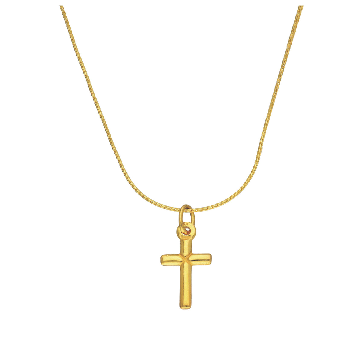Petit collier croix en argent sterling plaqué or de 35 à 71 cm