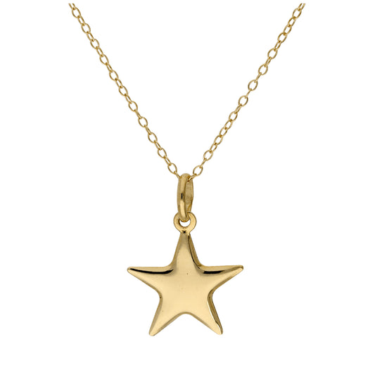 Collier étoile en argent sterling plaqué or - 16 à 22 pouces