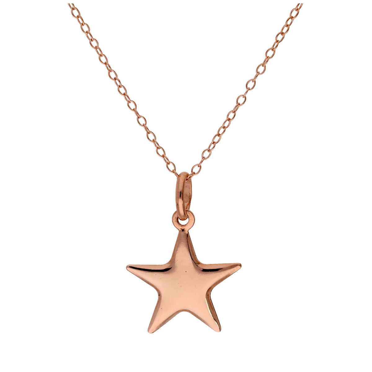 Collier étoile en argent sterling plaqué or rose - 35 à 55 cm