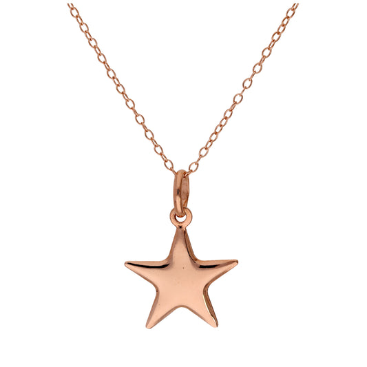 Collier étoile en argent sterling plaqué or rose - 14 à 22 pouces