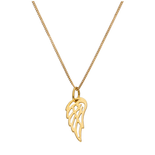 Collier aile d'ange ouverte en argent sterling plaqué or - 14 à 32 pouces