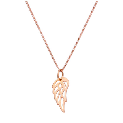 Aile d'ange ouverte en argent sterling plaqué or rose de 14 à 32 pouces