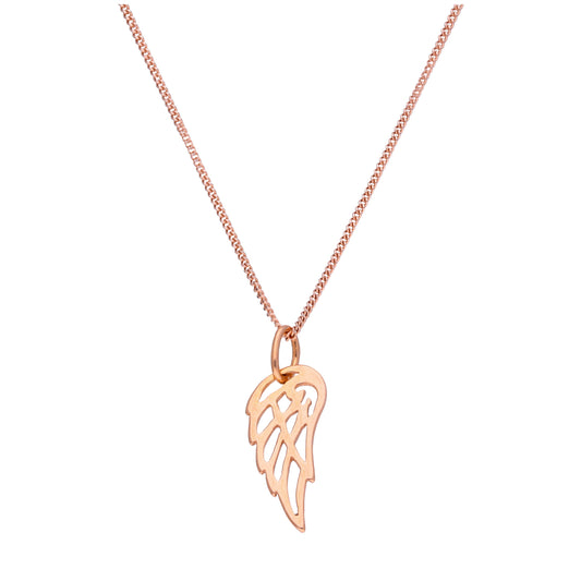 Aile d'ange ouverte en argent sterling plaqué or rose de 14 à 32 pouces