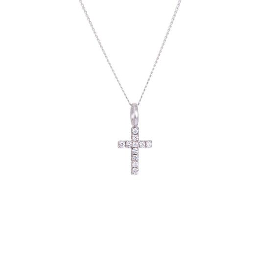 Collier minuscule en or blanc 9 carats avec zircones cubiques transparents - 40 à 50 cm