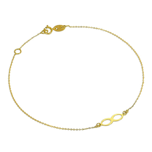 Bracelet extensible Infinity en or fin 9 carats de 19 cm