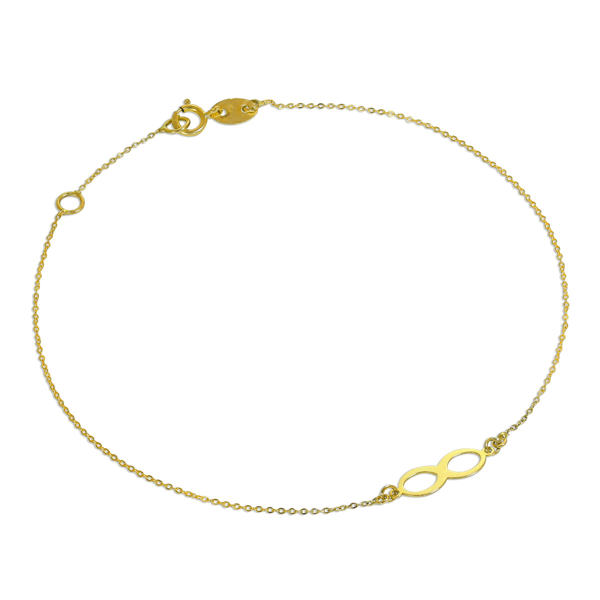Bracelet extensible Infinity en or fin 9 carats de 19 cm