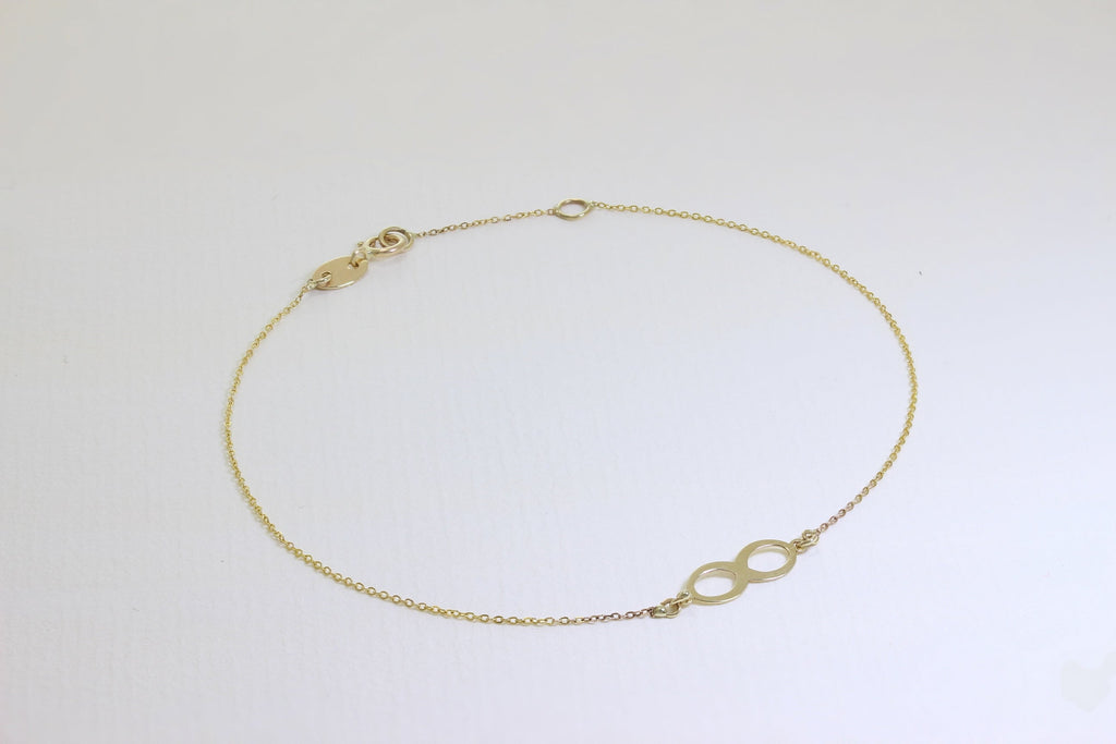Bracelet extensible Infinity en or fin 9 carats de 19 cm