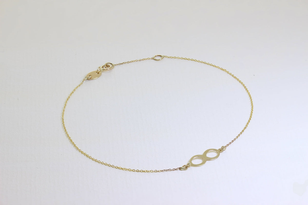 Bracelet extensible Infinity en or fin 9 carats de 19 cm