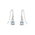 Boucles d'oreilles pendantes en argent sterling avec aigue-marine et zircone cubique, pierre de naissance de mars