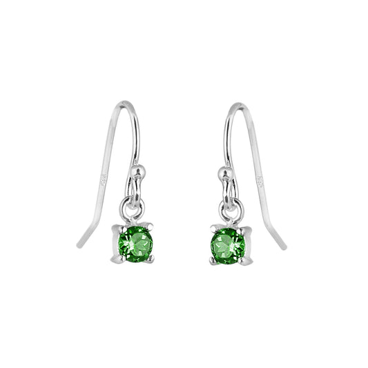 Boucles d'oreilles pendantes en argent sterling avec émeraude et zircone cubique, pierre de naissance du mois de mai