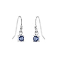 Boucles d'oreilles pendantes en argent sterling avec saphir et zircone cubique, pierre de naissance de septembre