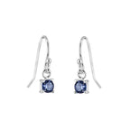 Boucles d'oreilles pendantes en argent sterling avec saphir et zircone cubique, pierre de naissance de septembre