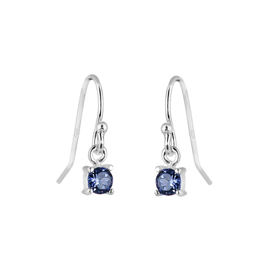 Boucles d'oreilles pendantes en argent sterling avec saphir et zircone cubique, pierre de naissance de septembre
