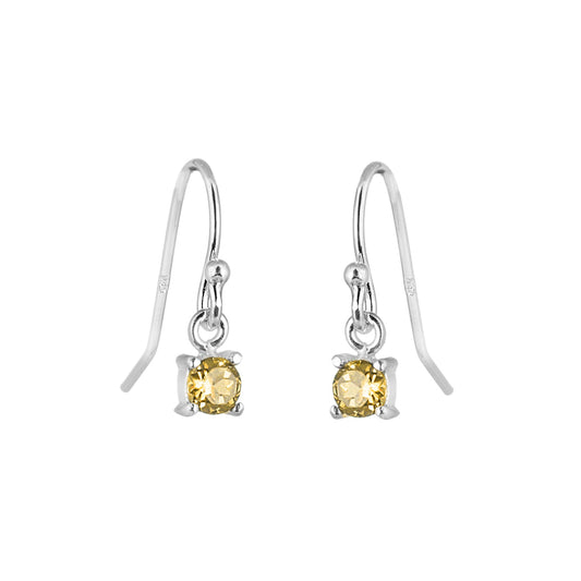 Boucles d'oreilles pendantes en argent sterling avec citrine et zircone cubique, pierre de naissance de novembre