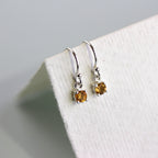 Boucles d'oreilles pendantes en argent sterling avec citrine et zircone cubique, pierre de naissance de novembre