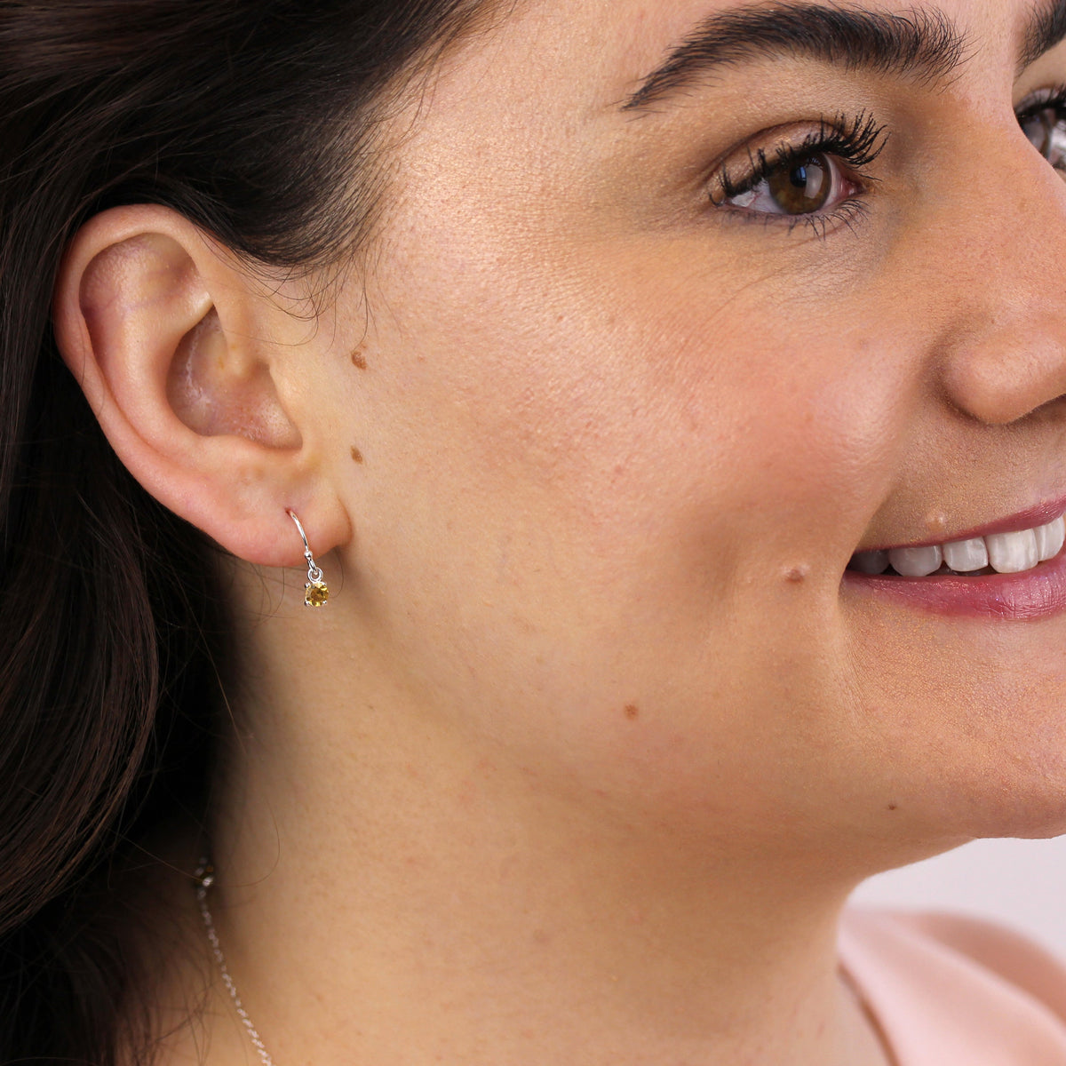 Boucles d'oreilles pendantes en argent sterling avec citrine et zircone cubique, pierre de naissance de novembre