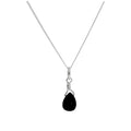 Collier en argent sterling avec perles de cristal noires en forme de larme - 35 à 81 cm