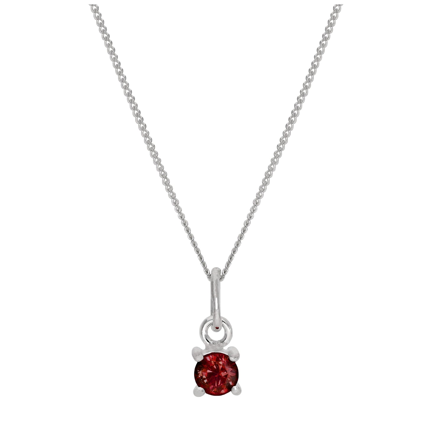 Collier en argent sterling avec grenat et zircone cubique, pierre de naissance de janvier - 14 à 32 pouces