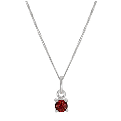 Collier en argent sterling avec grenat et zircone cubique, pierre de naissance de janvier - 14 à 32 pouces