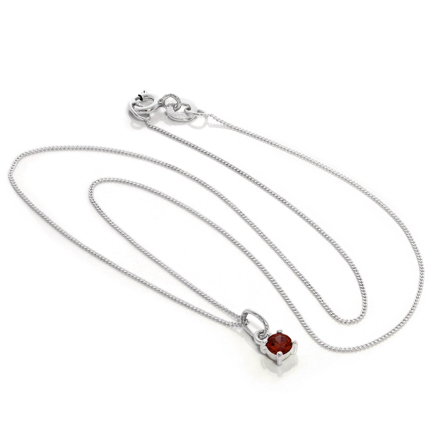 Collier en argent sterling avec grenat et zircone cubique, pierre de naissance de janvier - 14 à 32 pouces
