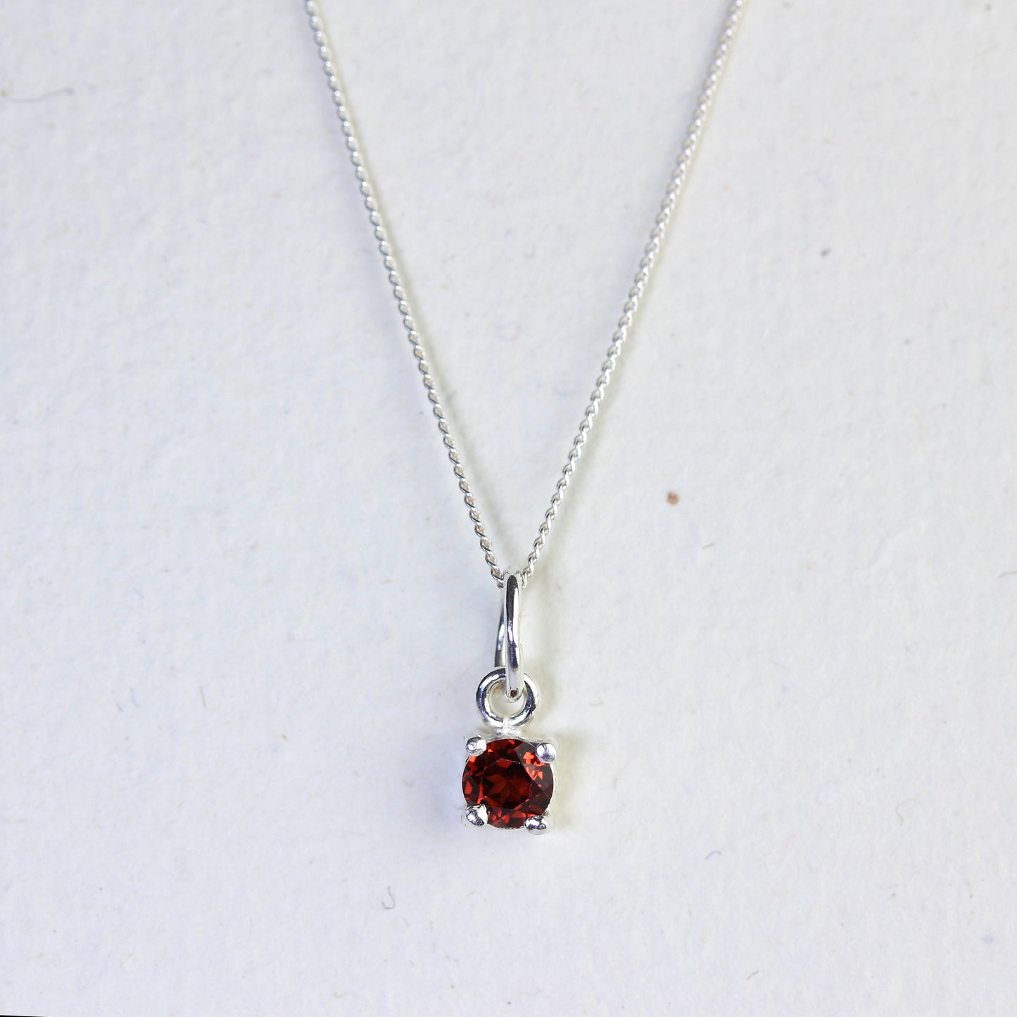 Collier en argent sterling avec grenat et zircone cubique, pierre de naissance de janvier - 14 à 32 pouces
