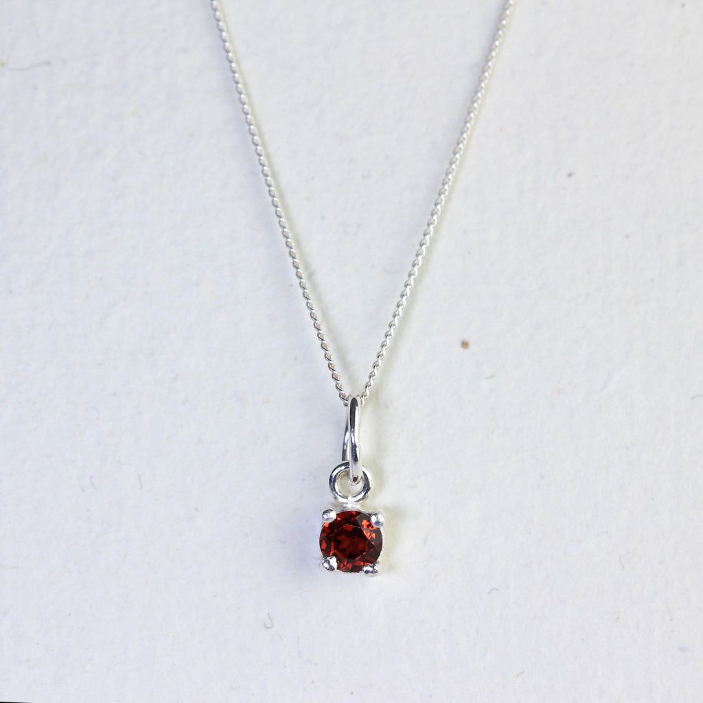 Collier en argent sterling avec grenat et zircone cubique, pierre de naissance de janvier - 35 à 81 cm