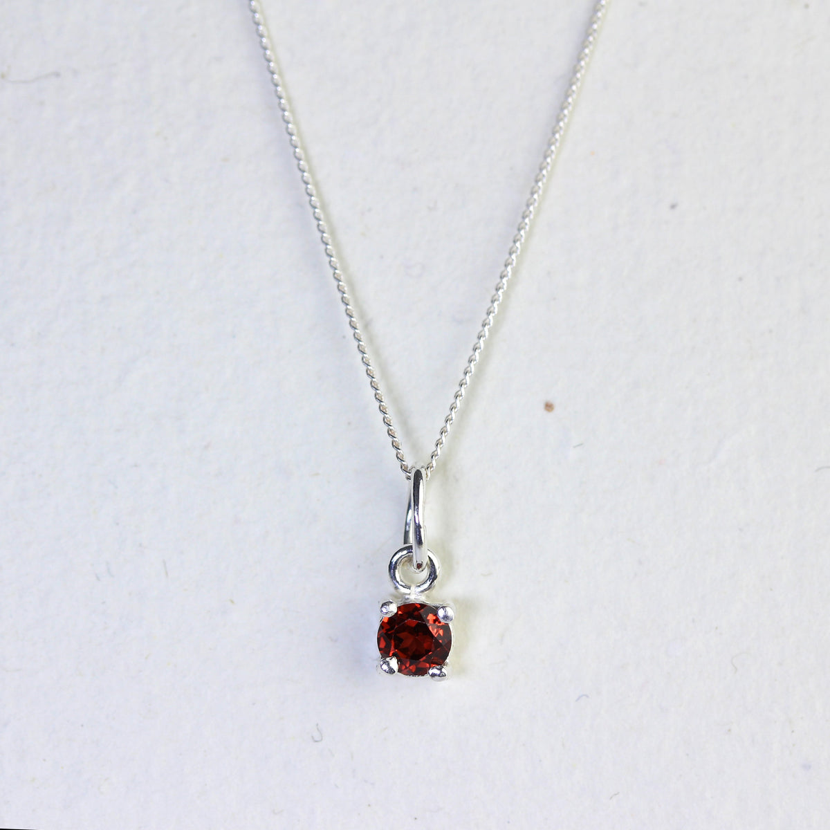 Collier en argent sterling avec grenat et zircone cubique, pierre de naissance de janvier - 35 à 81 cm