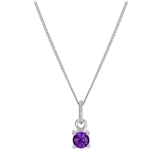 Collier en argent sterling avec améthyste et zircone cubique, pierre de naissance de février - 35,6 à 81,3 cm