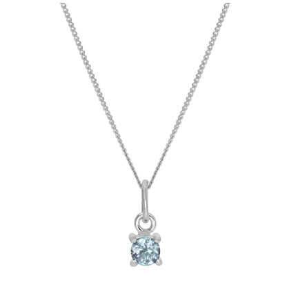 Collier en argent sterling avec aigue-marine et zircone cubique, pierre de naissance du mois de mars - 14 à 32 pouces