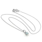 Collier en argent sterling avec aigue-marine et zircone cubique, pierre de naissance du mois de mars - 35 à 81 cm