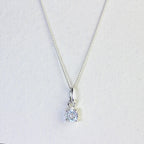 Collier en argent sterling avec aigue-marine et zircone cubique, pierre de naissance du mois de mars - 35 à 81 cm