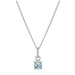 Collier en argent sterling avec aigue-marine et zircone cubique, pierre de naissance du mois de mars - 35 à 81 cm