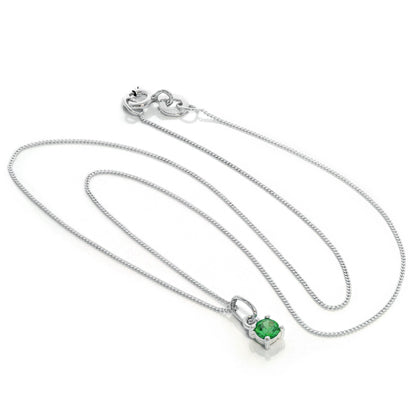 Collier en argent sterling avec pierre de naissance du mois de mai et émeraude CZ - 14 à 32 pouces