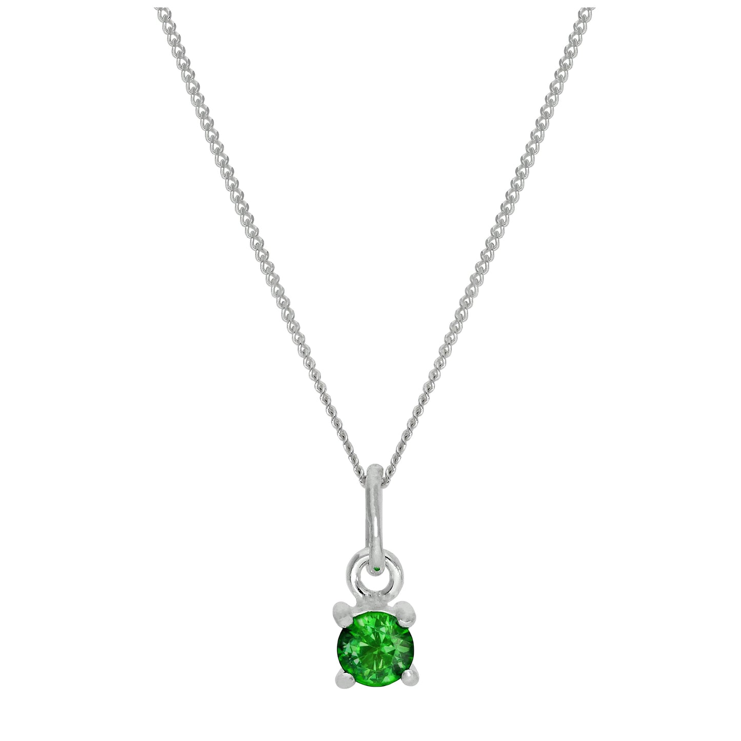 Collier en argent sterling avec pierre de naissance du mois de mai et émeraude CZ - 14 à 32 pouces