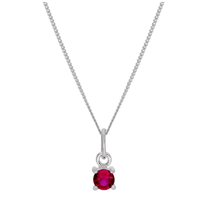 Collier en argent sterling avec pierre de naissance de juillet et rubis CZ - 14 à 32 pouces