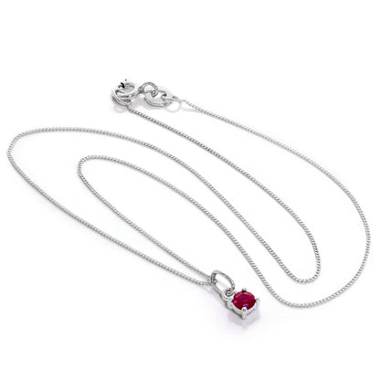 Collier en argent sterling avec pierre de naissance de juillet et rubis CZ - 14 à 32 pouces