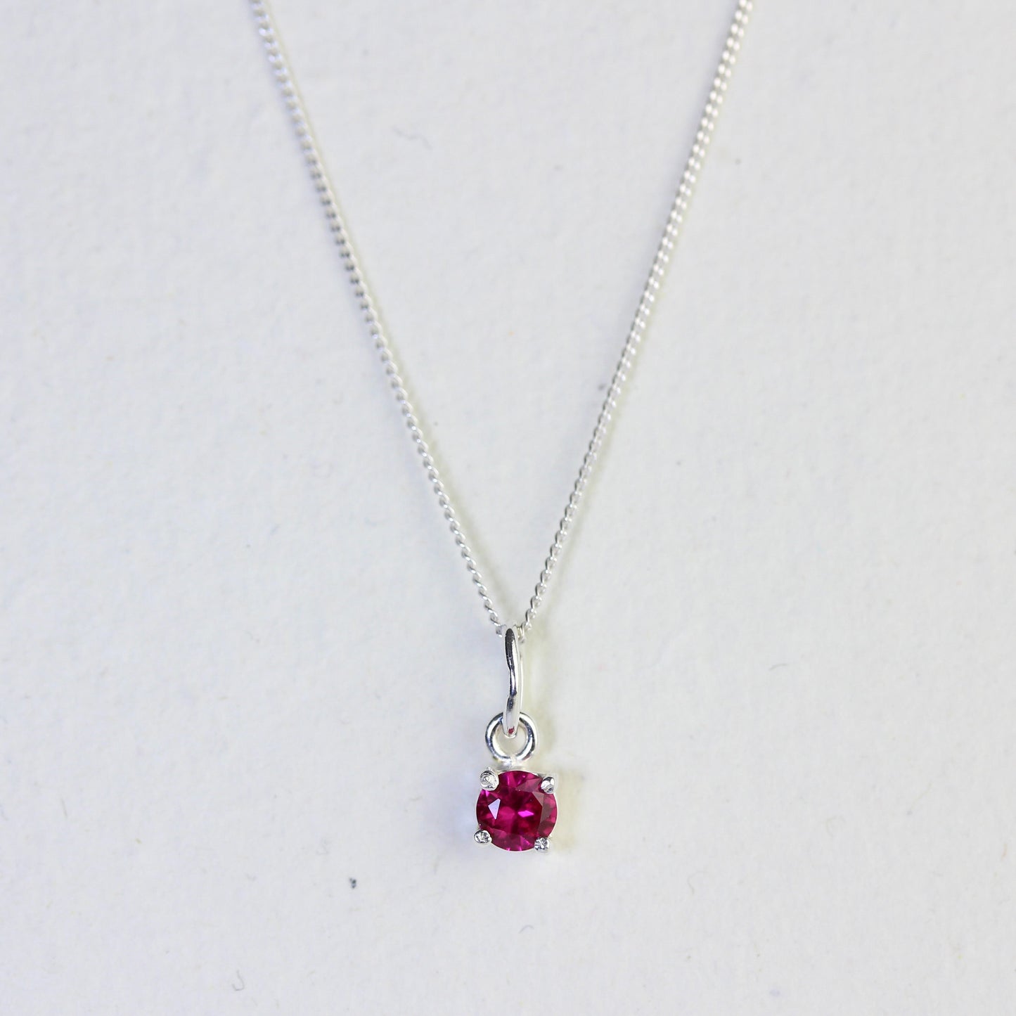 Collier en argent sterling avec pierre de naissance de juillet et rubis CZ - 14 à 32 pouces