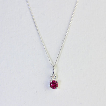 Collier en argent sterling avec pierre de naissance de juillet et rubis CZ - 14 à 32 pouces