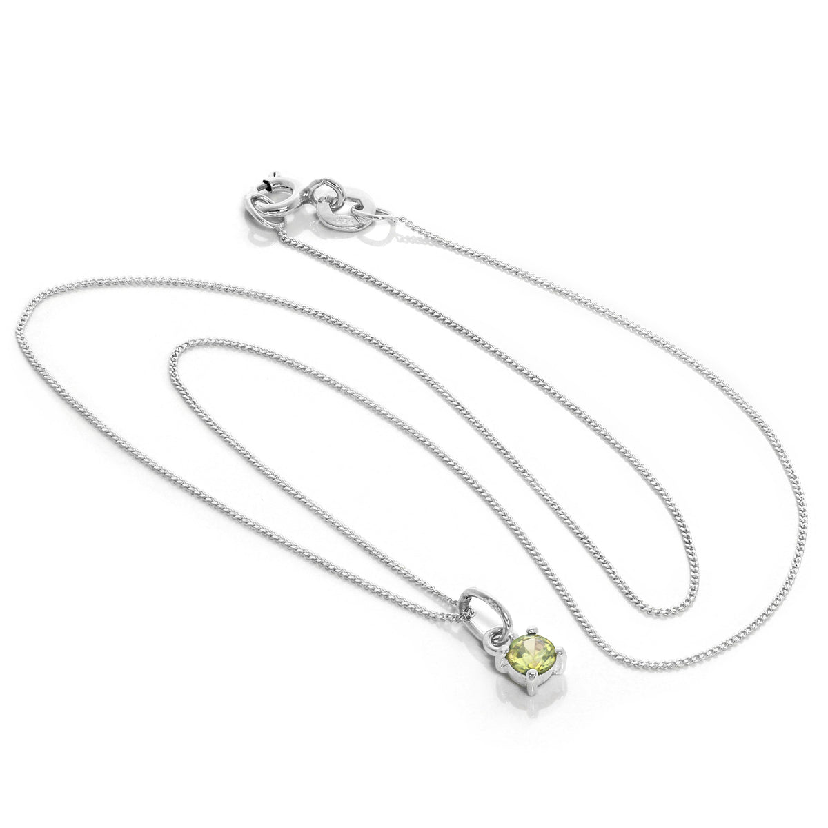 Collier en argent sterling avec péridot et pierre de naissance d'août - 35,5 à 81,3 cm