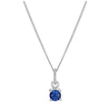 Collier en argent sterling avec saphir et zircone cubique, pierre de naissance de septembre - 35,6 à 81,3 cm
