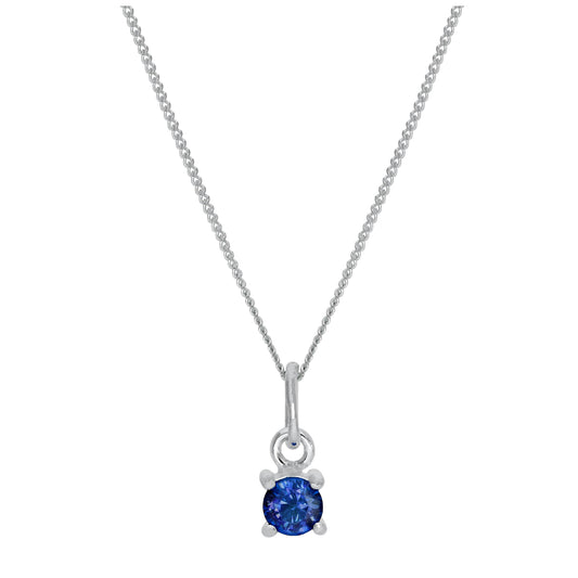 Collier en argent sterling avec saphir et zircone cubique, pierre de naissance de septembre - 35,6 à 81,3 cm