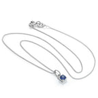 Collier en argent sterling avec saphir et zircone cubique, pierre de naissance de septembre - 35,6 à 81,3 cm