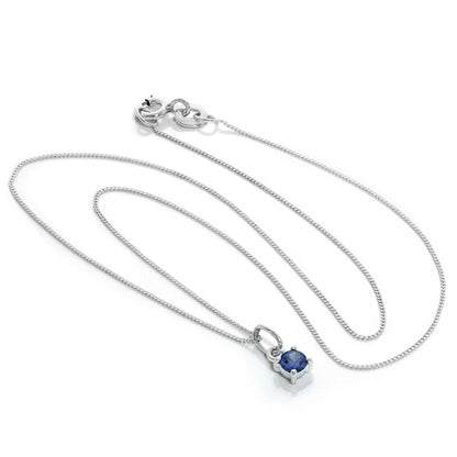Collier en argent sterling avec saphir et zircone cubique, pierre de naissance de septembre - 35,6 à 81,3 cm