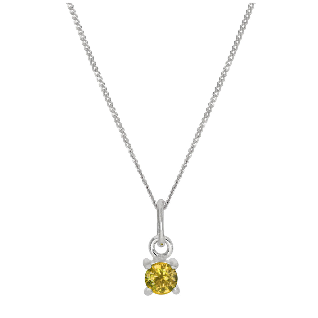 Collier en argent sterling avec citrine et zircone cubique, pierre de naissance de novembre - 35,6 à 81,3 cm