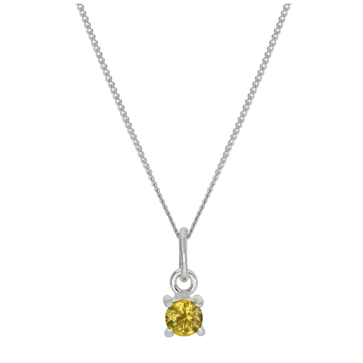 Collier en argent sterling avec citrine et zircone cubique, pierre de naissance de novembre - 35,6 à 81,3 cm