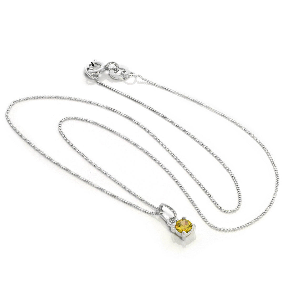 Collier en argent sterling avec citrine et zircone cubique, pierre de naissance de novembre - 35,6 à 81,3 cm