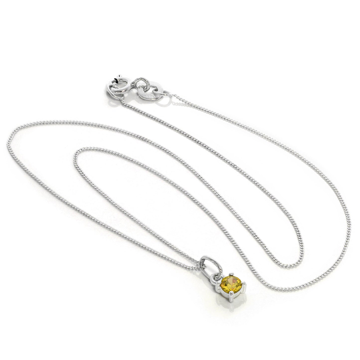 Collier en argent sterling avec citrine et zircone cubique, pierre de naissance de novembre - 35,6 à 81,3 cm