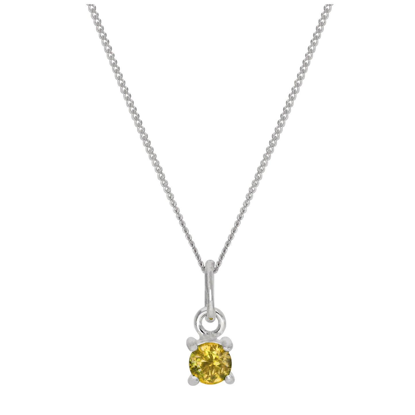 Collier en argent sterling avec citrine et zircone cubique, pierre de naissance de novembre - 35,6 à 81,3 cm