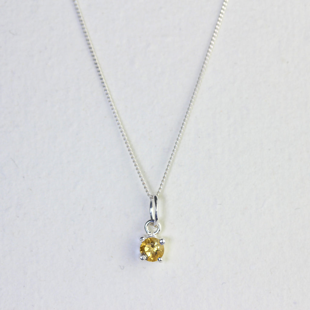Collier en argent sterling avec citrine et zircone cubique, pierre de naissance de novembre - 35,6 à 81,3 cm